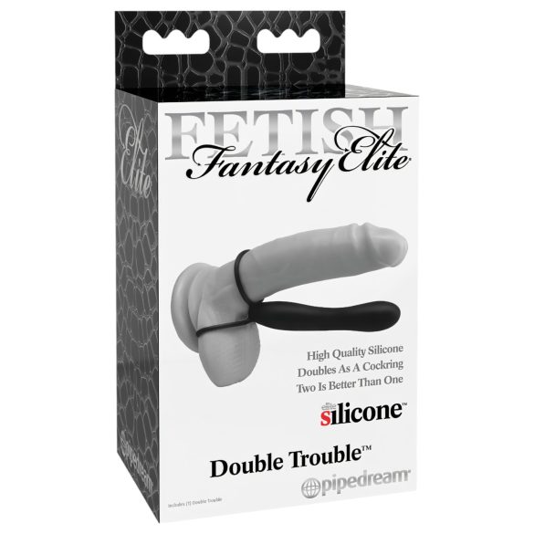 Fetish Double Fun - dildo met heren- en penisring (zwart)