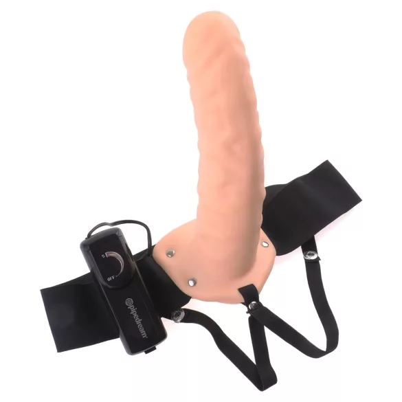Pipedream - Fetish Strap-On 8 - omdoeptoestel, holle vibrator (naturel)