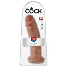   King Cock 10 - grote dildo met zuignap (25 cm) - donker natuurkleur