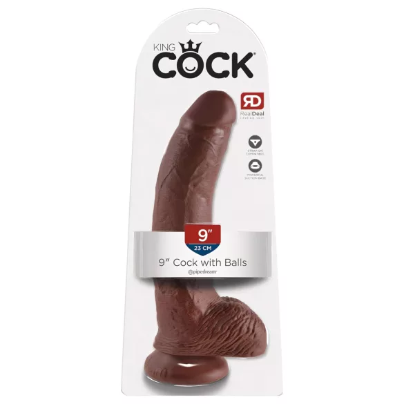 King Cock 9 - dildo met zuignap en ballen - bruin 23cm