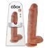 King Cock 11 - Zuignap dildo met testikels (28cm) - donker natuurlijk