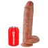 King Cock 11 - Zuignap dildo met testikels (28cm) - donker natuurlijk