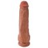 King Cock 11 - Zuignap dildo met testikels (28cm) - donker natuurlijk