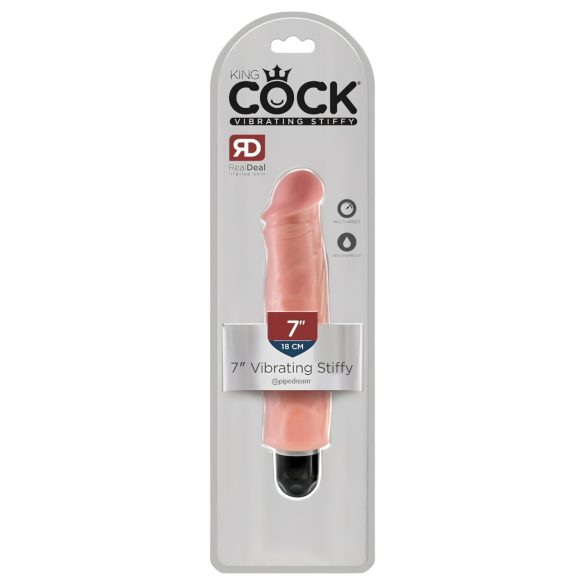 King Cock 7 Stiffy - waterdichte, realistische vibrator (18cm) - huidkleurig