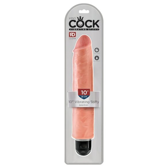 King Cock 10 Stiffy - waterdichte, levensechte vibrator (25cm) - huidkleurig