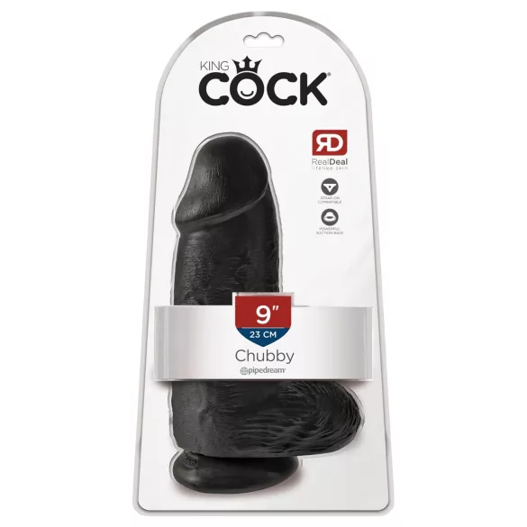 King Cock - dildo met balzak en zuignap - zwart - 23 cm
