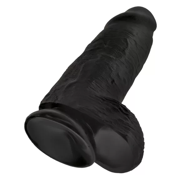 King Cock - dildo met balzak en zuignap - zwart - 23 cm