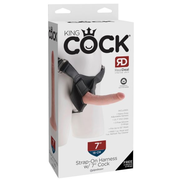 King Cock 7 - strap-on dildo met harnas - zwart
