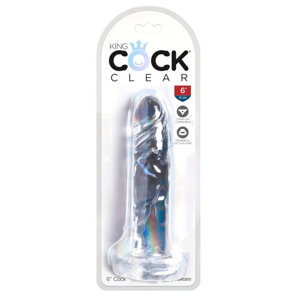 King Cock - dildo met zuignap - transparant - 15 cm