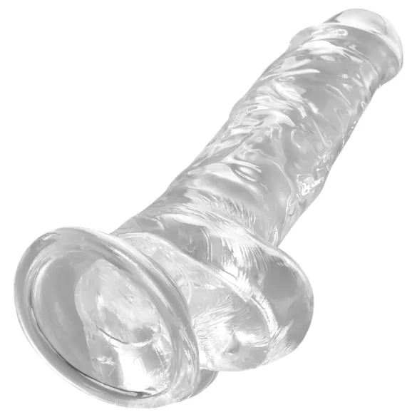 King Cock Clear 8 - dildo met zuignap en ballen - transparant 20cm