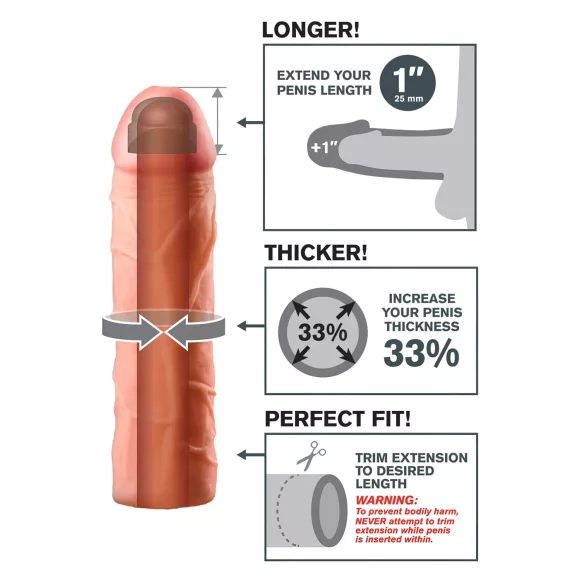 X-TENSION Perfect 1 - realistische penismantel (17,7 cm) - naturel