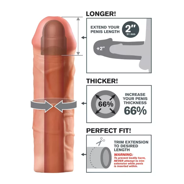 Pipedream - X-TENSION Mega 2 - levensechte penishuls (20,3 cm, huidskleur)