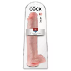   King Cock 15 - dildo met ballen en zuignap (38 cm, huidskleur)