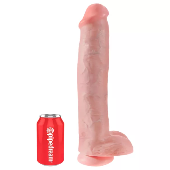 King Cock 15 - realistische dildo met zuignap en balzak - 38 cm - huidskleur