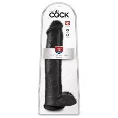 King Cock 15 - dildo met ballen en zuignap (38 cm, zwart)