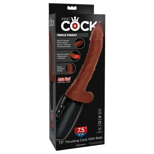King Cock Plus 7,5 - dildo vibrator met ballen - bruin