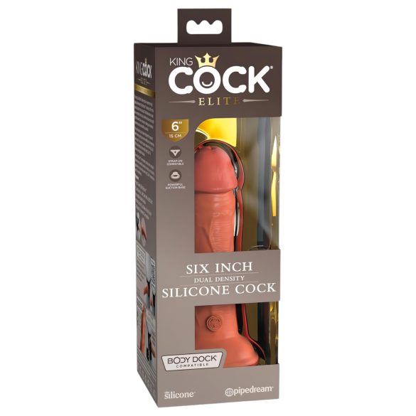 King Cock Elite 6 - dildo met zuignap - realistisch - 15cm - donker