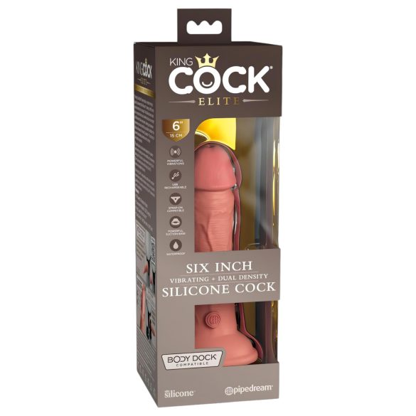 King Cock Elite 6 - Levensechte Vibrator 15cm (Donker Natuur)