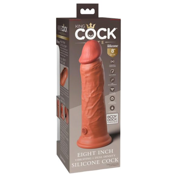 King Cock Elite 8 - levensechte vibrator 20cm (donker natuur)