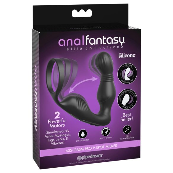 Anal Fantasy Elite - prostaat vibrator met penisring - zwart