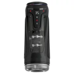   PDX Elite Moto-Bator Pro - geribbelde, verwarmende stootmasturbator (zwart)