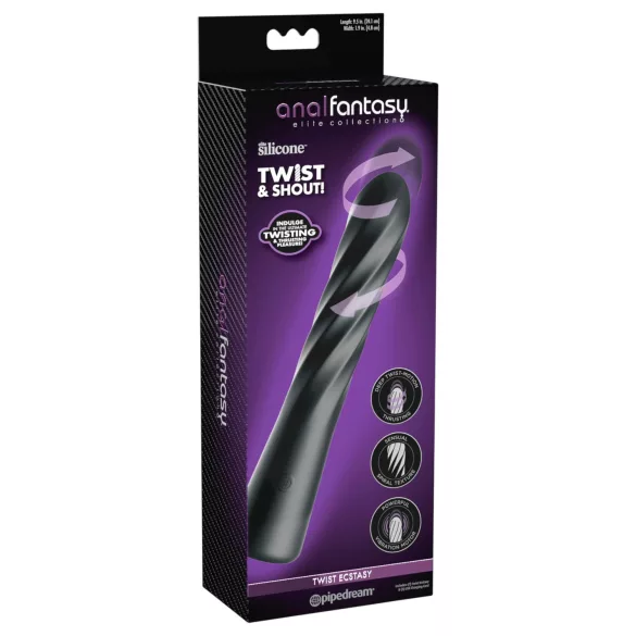 Anal Fantasy Twist Ecstasy - roterende-stotende anaal vibrator (zwart)