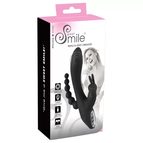 SMILE Triple - vibrator met 3 armen - oplaadbaar en waterdicht - zwart