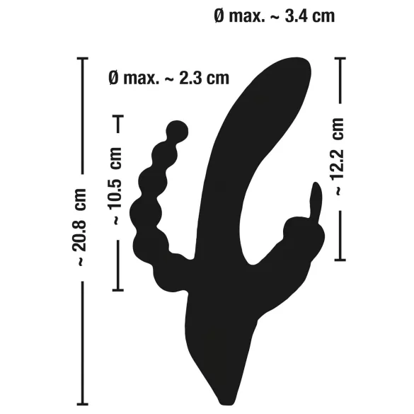 SMILE Triple - vibrator met 3 armen - oplaadbaar en waterdicht - zwart
