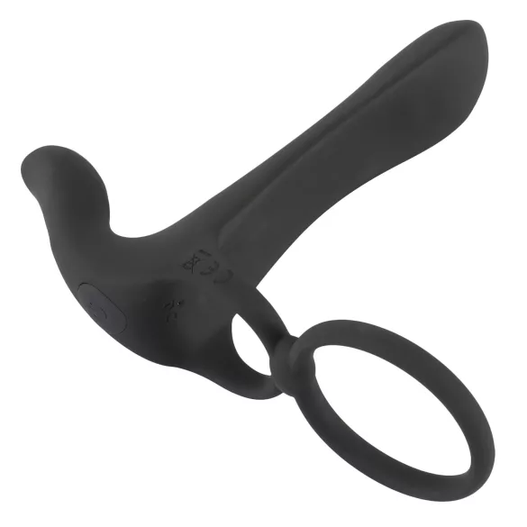Black Velvets - vibrator en penisring 2-in-1 oplaadbaar - zwart