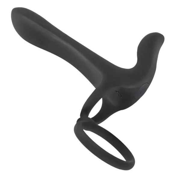 Black Velvets - vibrator en penisring 2-in-1 oplaadbaar - zwart