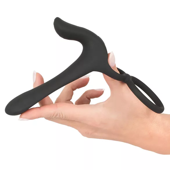 Black Velvets - vibrator en penisring 2-in-1 oplaadbaar - zwart