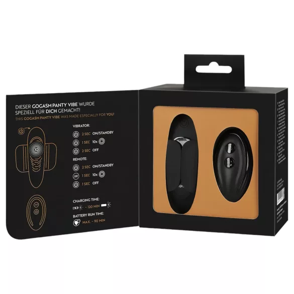 GoGasm Panty - draadloze oplaadbare clitoris vibrator - zwart