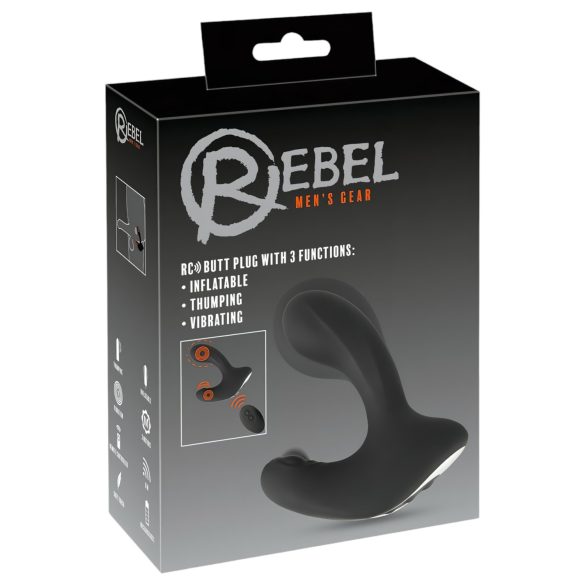 Rebel RC - oplaadbare, draadloze opblaasbare anale vibrator (zwart)