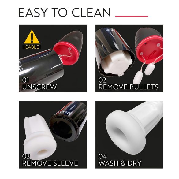 WYNE 02 - oplaadbare vibrerende-zuigende masturbator (zwart-wit)