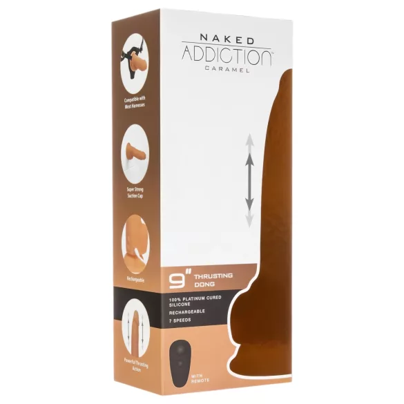 Naked Addiction Thrusting 9 - stoot vibrator - zwart - 23cm