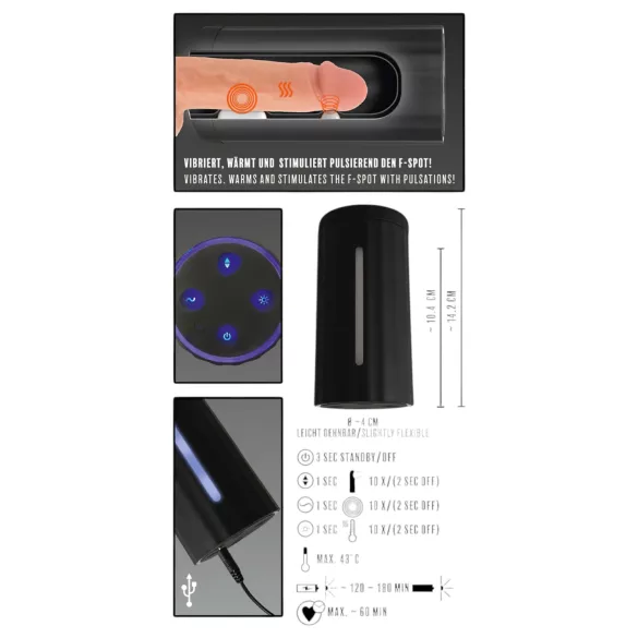 Rebel - automatische masturbator voor mannen - 3 standen - oplaadbaar - zwart