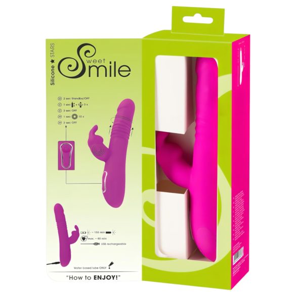 SMILE Rabbit - Oplaadbare duwende-draaiende vibrator met clitorisstimulator (roze)