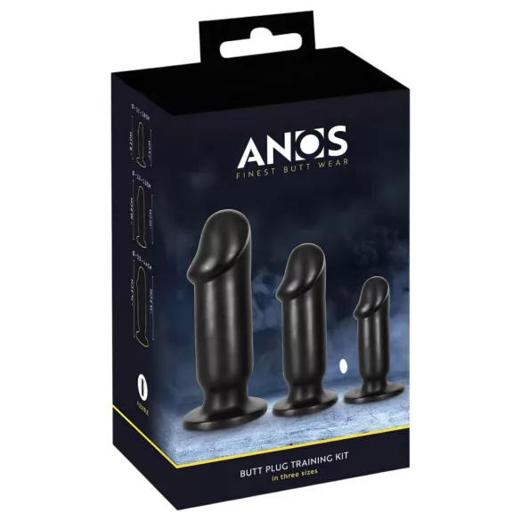Anos Training Kit - anaal plug set (3-delig, zwart)
