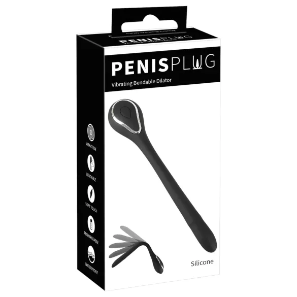 Penis Plug Dilator - vibrerende dilator - oplaadbaar - zwart - 1 cm