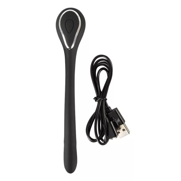 Penis Plug Dilator - vibrerende dilator - oplaadbaar - zwart - 1 cm