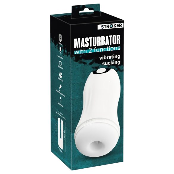 STROKER - Oplaadbare, zuigende en vibrerende masturbator (wit)