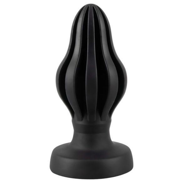 ANOS - Zachte geribbelde anaal plug - 5 cm (zwart)