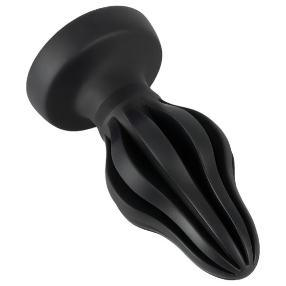 ANOS - buttplug met ribbels - zacht siliconen - zwart - 7cm
