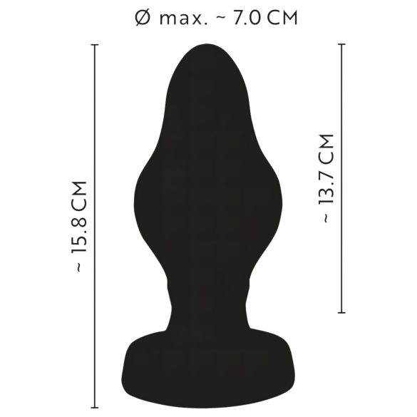 ANOS - buttplug met ribbels - zacht siliconen - zwart - 7cm