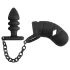 Black Velvets - siliconen peniskooi met buttplug (zwart)
