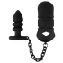 Black Velvets - siliconen peniskooi met buttplug (zwart)