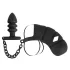 Black Velvets - siliconen peniskooi met buttplug - zwart
