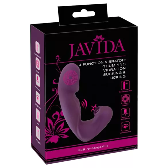 Javida - 4-in-1 vibrator met tong voor clitorisstimulatie (paars)
