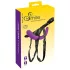 SMILE - strap-on dubbel dildo met slip - siliconen paars-zwart