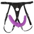 SMILE - strap-on dubbel dildo met slip - siliconen paars-zwart